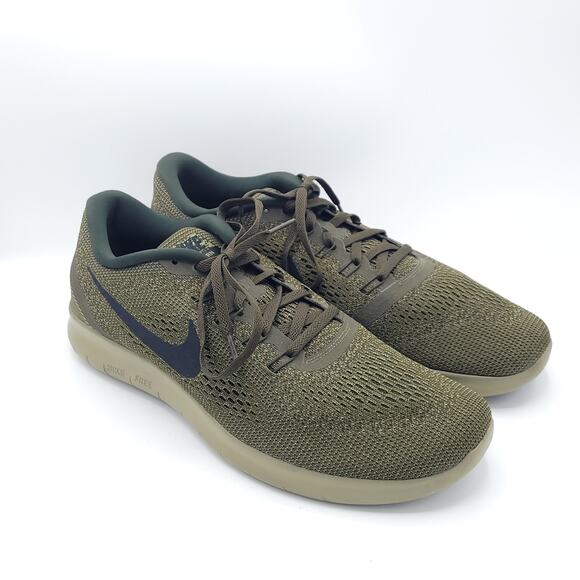 Nike Free RN Olive Green Black Running  831508-303 mens size 12 - Picture 2 of 9